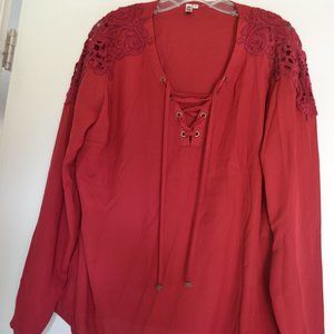 Kut from the Kloth sheet claret red blouse